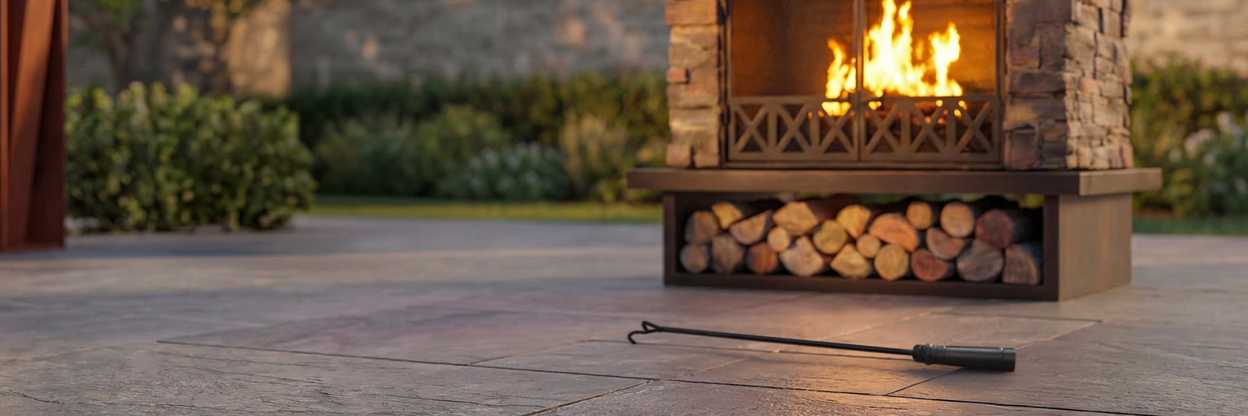 SUNJOY 48 Inch Outdoor Stone Fireplace Kit with Chimney and Doors