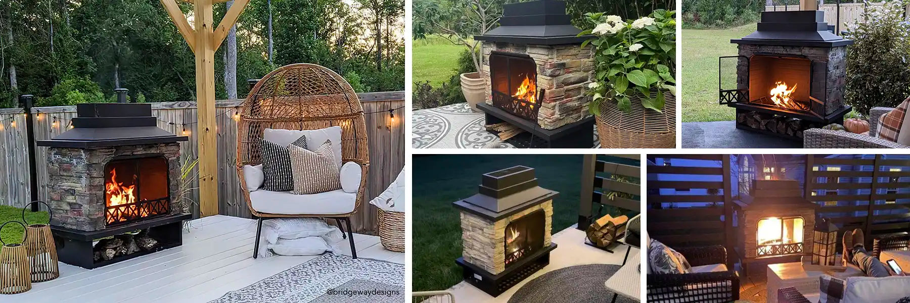 SUNJOY 48 Inch Outdoor Stone Fireplace Kit with Chimney and Doors