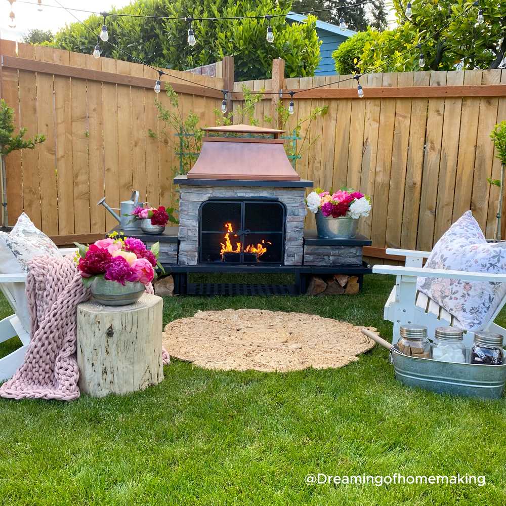SUNJOY 48 Inch Wood Burning Stone Fireplace with Log Holders.