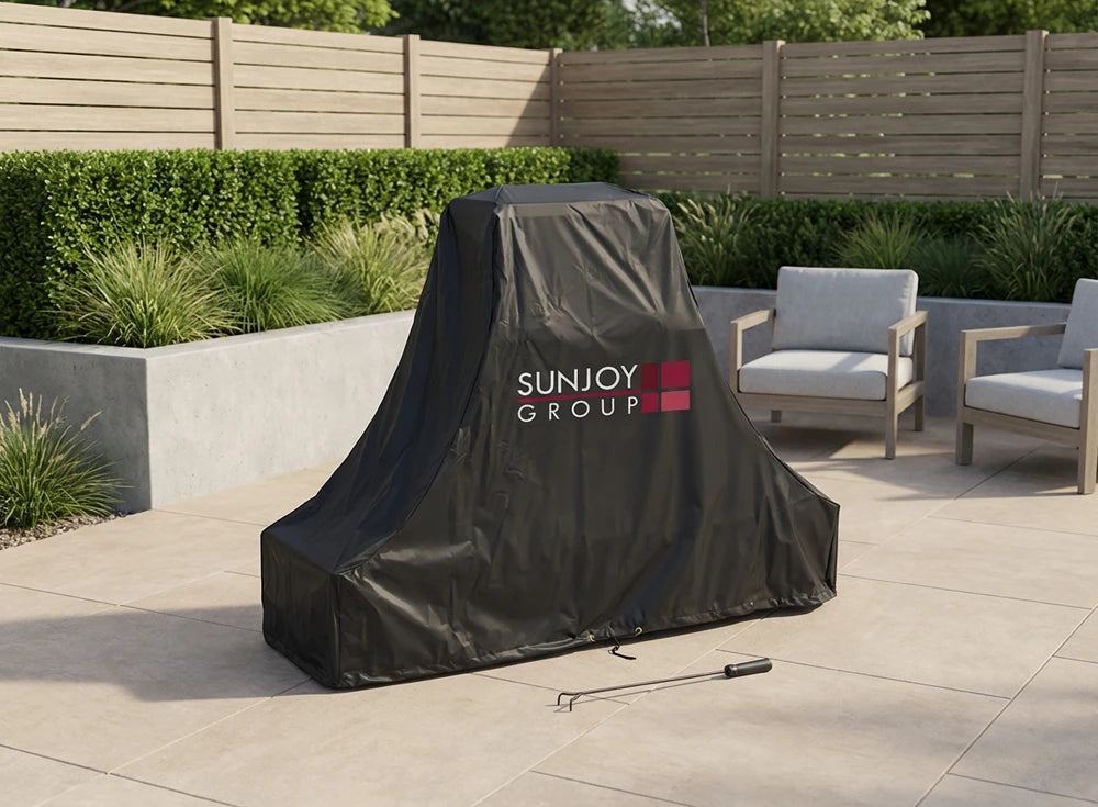 SUNJOY 58 Inch Modern Outdoor Fireplace with Chimney & Log Holders