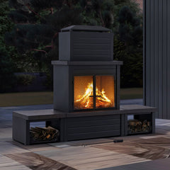 58 Inch Modern Outdoor Fireplace