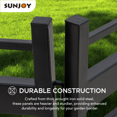 SUNJOY Garden Fence Metal Garden Border Fence with Solar Lights (5-pack)