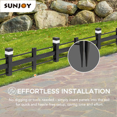 SUNJOY Garden Fence Metal Garden Border Fence with Solar Lights (5-pack)