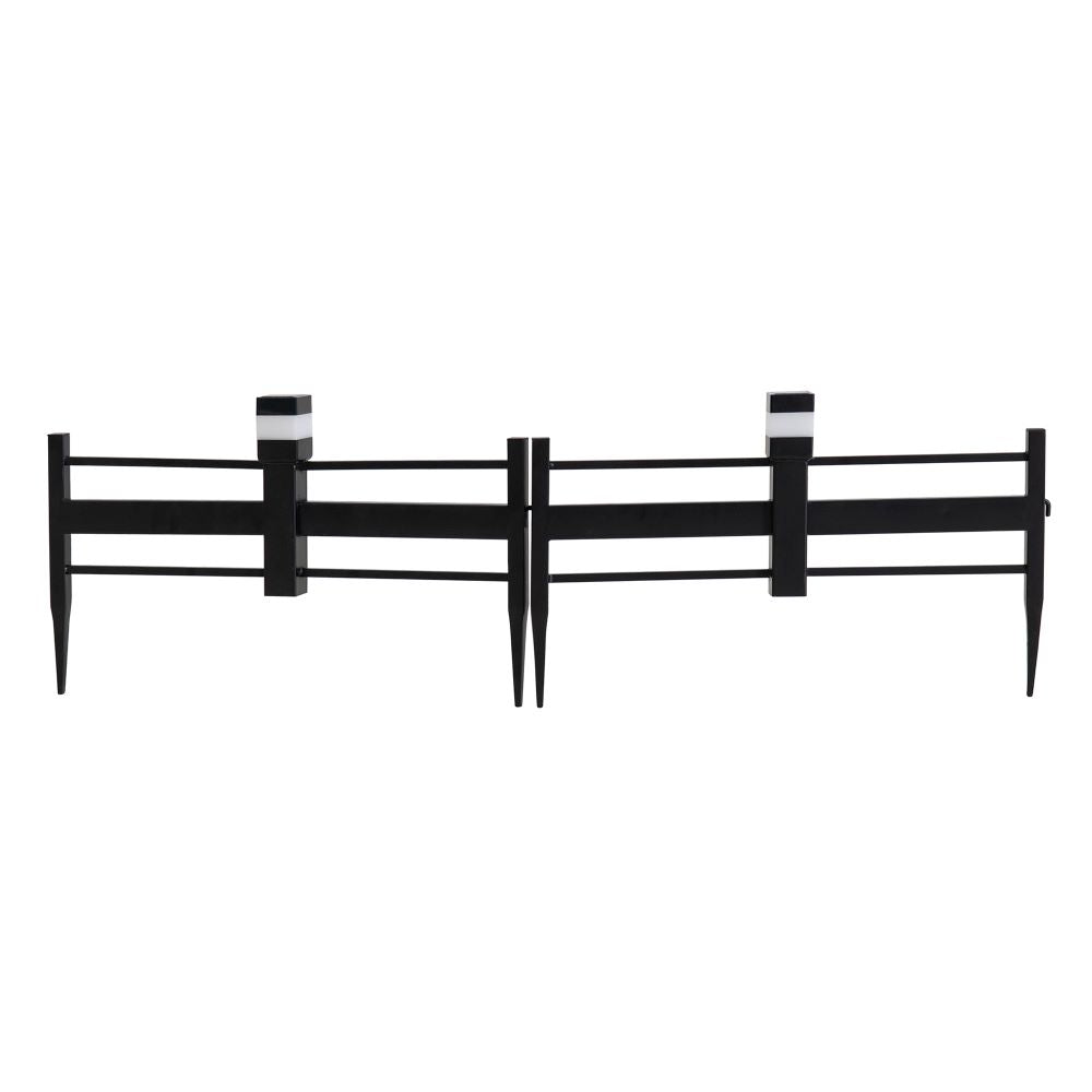 SUNJOY Garden Fence, Metal Garden Border Fence with Solar Lights (5-pack) - Strip & Black