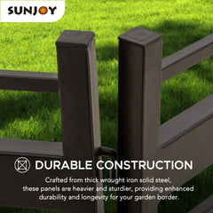 SUNJOY Garden Fence Metal Garden Border Fence with Solar Lights (5-pack)