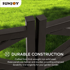 SUNJOY Garden Fence Metal Garden Border Fence with Solar Lights (5-pack)