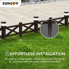 SUNJOY Garden Fence Metal Garden Border Fence with Solar Lights (5-pack)