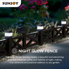 SUNJOY Garden Fence Metal Garden Border Fence with Solar Lights (5-pack)