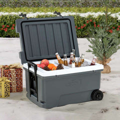 SUNJOY 60-quart Insulated Beach Ice Chest Cooler with Solar Panel, Wheels, and Handles