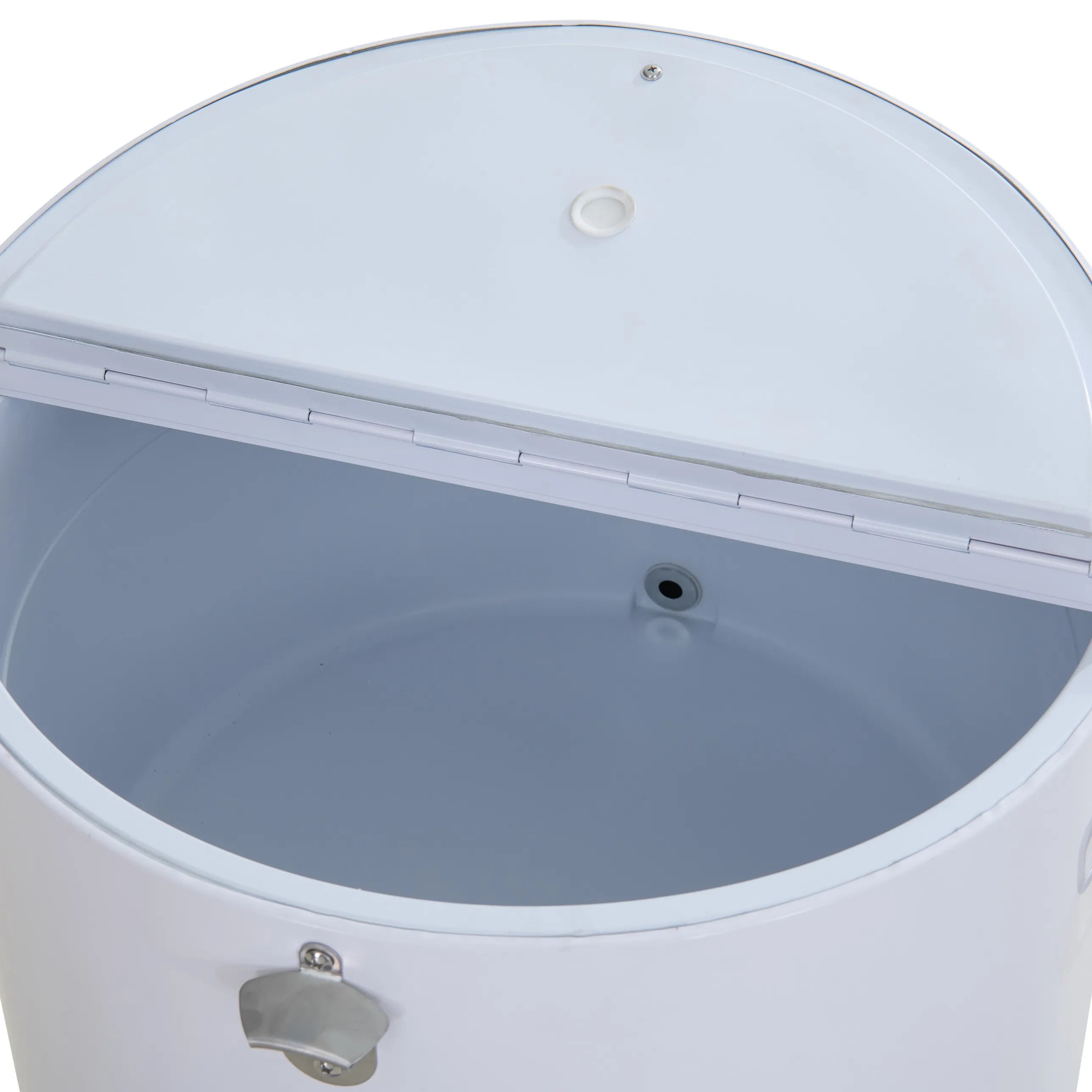 SUNJOY 60 Quart Patio Rooling Cooler Cart with Bottle Opener, Shelf and Lockable Wheels - White