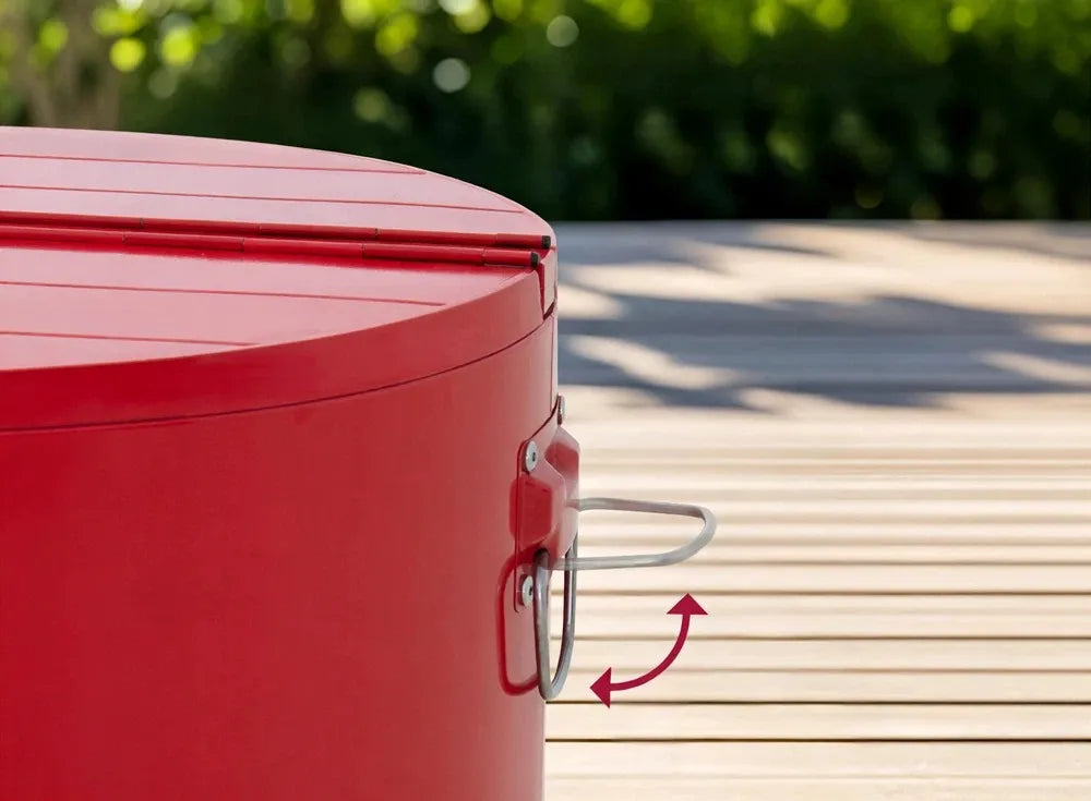 SUNJOY 60 Quart Patio Rooling Cooler Cart with Bottle Opener, Shelf and Lockable Wheels - Red