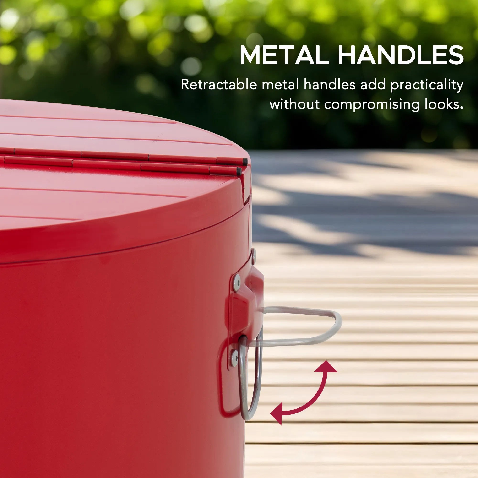 SUNJOY 60 Quart Patio Rooling Cooler Cart with Bottle Opener, Shelf and Lockable Wheels - Red