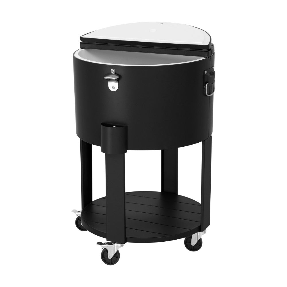 TINLEY Rolling Patio Ice Chest Cart Storage Shelf
