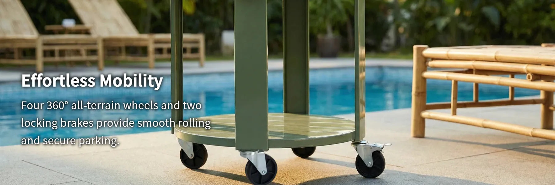 SUNJOY 60 Quart Patio Rooling Cooler Cart with Bottle Opener, Shelf and Lockable Wheels - Green