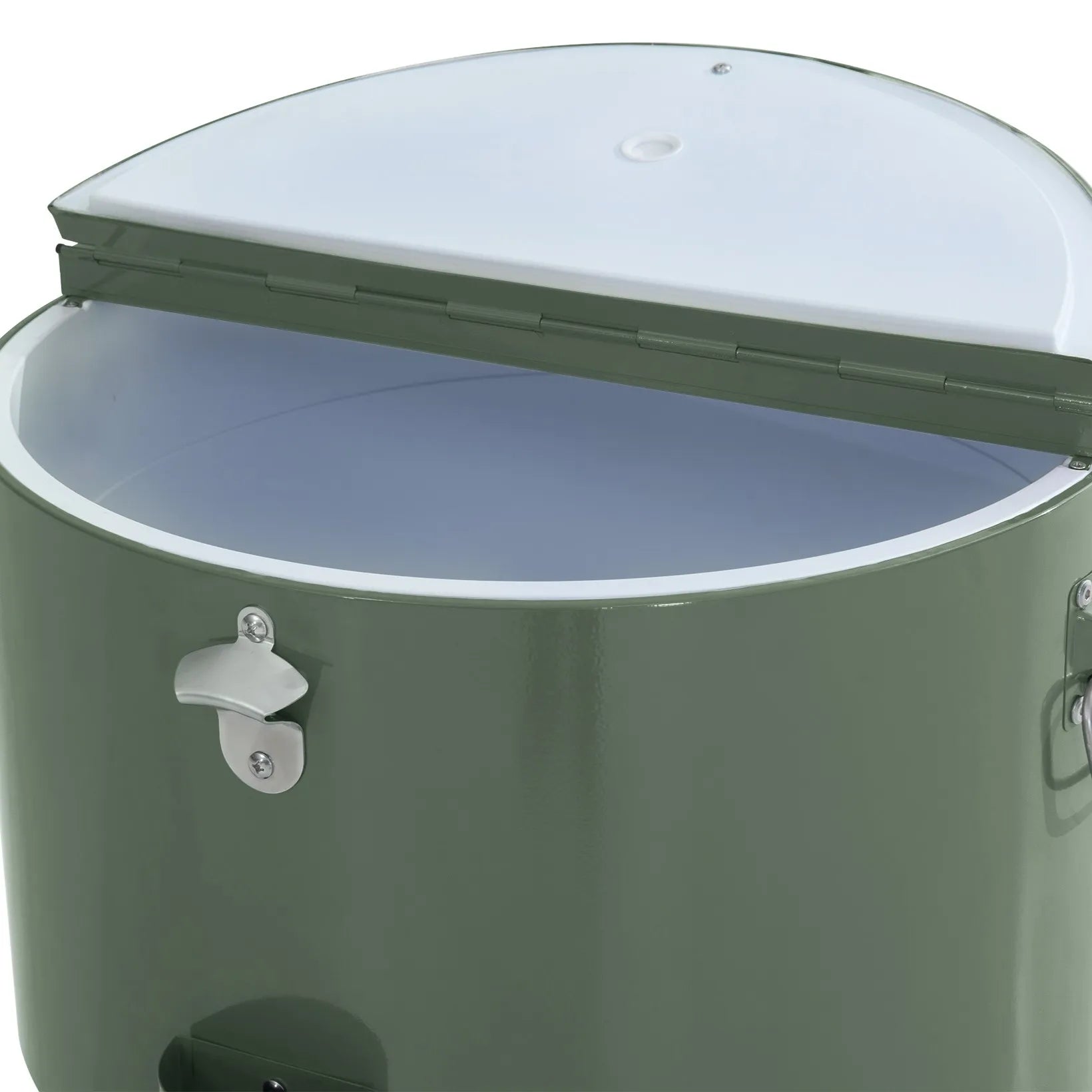 SUNJOY 60 Quart Patio Rooling Cooler Cart with Bottle Opener, Shelf and Lockable Wheels - Green