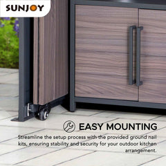 Sunjoy Fleetwood Outdoor Grill Kitchen with Outdoor Kitchen Cabinets, Shelves, and Sink Options