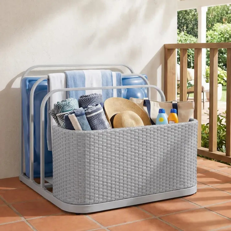 Oversized Rust-proof Wicker Pool Organizer 35'' - Gray