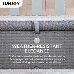 SUNJOY 35 Inch Rust-proof Wicker Pool Float Storage Rack for Floaties.