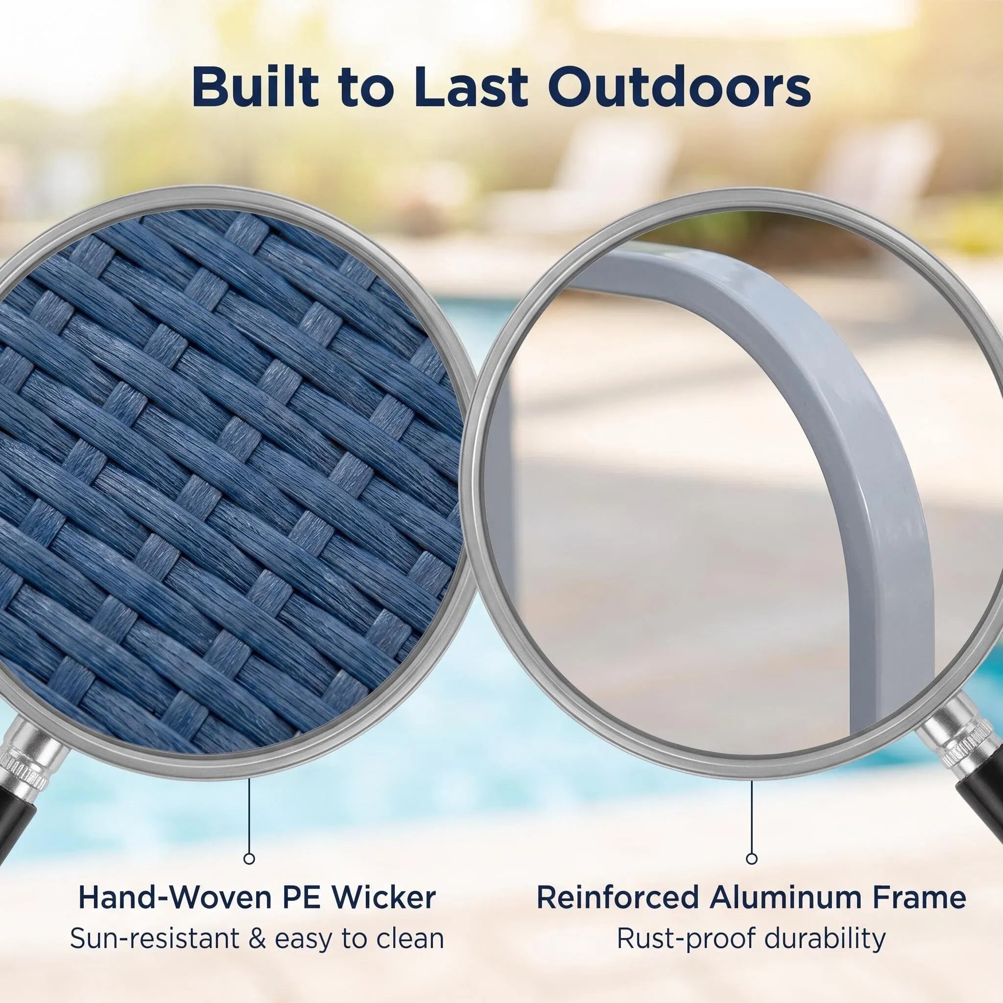 Oversized Rust-proof Wicker Pool Organizer 35'' - Navy