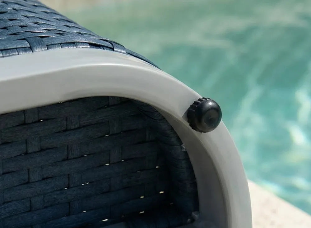 SUNJOY 35 Inch Rust-proof Wicker Pool Float Storage Rack for Floaties - Navy