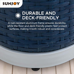 Sunjoy 35” Rust-proof Aluminum Pool Float Storage Rack,  Outdoor Wicker Poolside Float Organizer, Pool Float Caddy for Floaties, Noodles, Pool Toys.