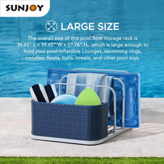 SUNJOY 35 Inch Rust-proof Wicker Pool Float Storage Rack for Floaties.