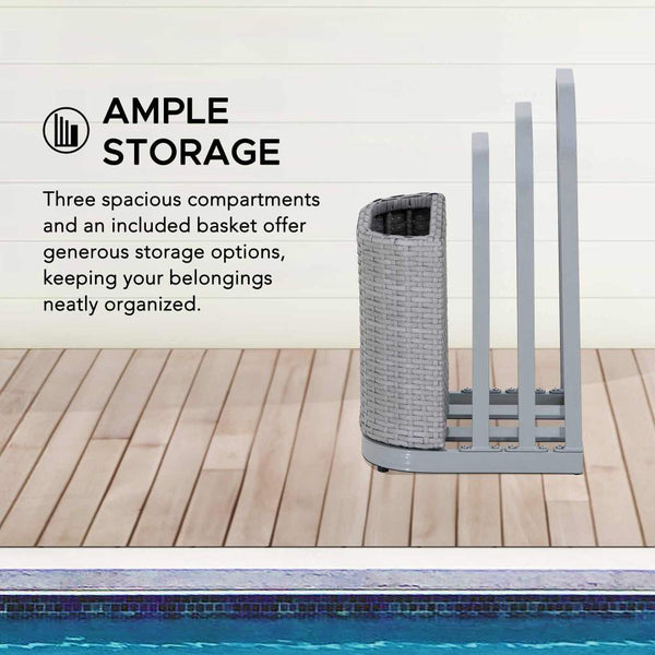 16 Inch Compact Pool Float Storage Rack | Rattan - SUNJOY