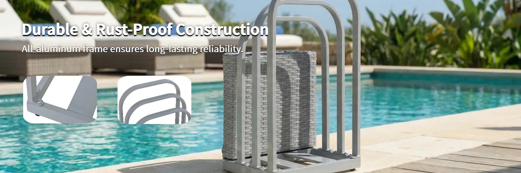 SUNJOY 16 Inch Rust-proof Aluminum Pool Float Storage Rack Organizer - Gray
