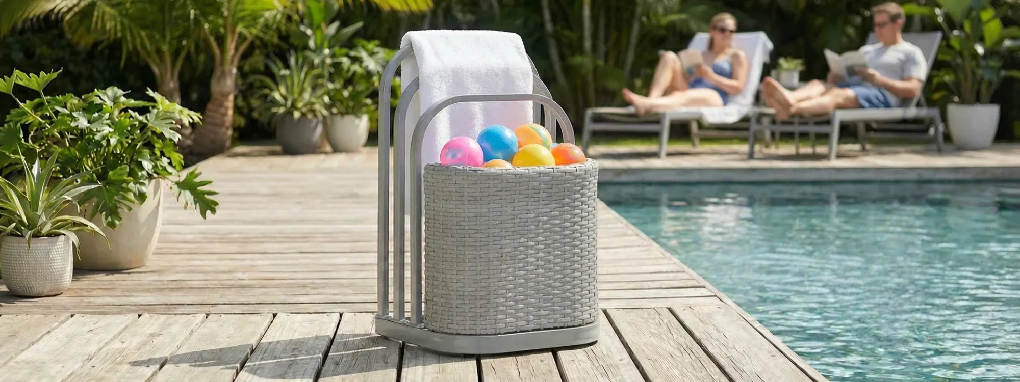 SUNJOY 16 Inch Rust-proof Aluminum Pool Float Storage Rack Organizer - Gray