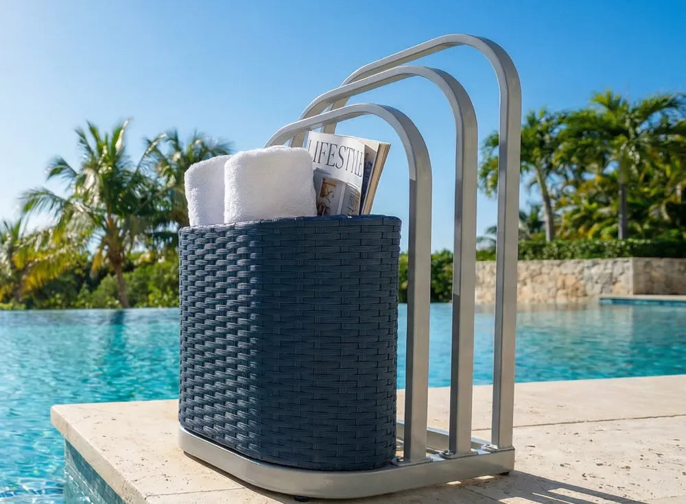 SUNJOY 16 Inch Rust-proof Aluminum Pool Float Storage Rack Organizer - Navy