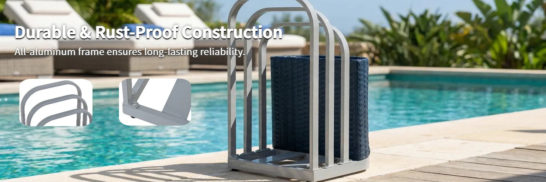 SUNJOY 16 Inch Rust-proof Aluminum Pool Float Storage Rack Organizer - Navy