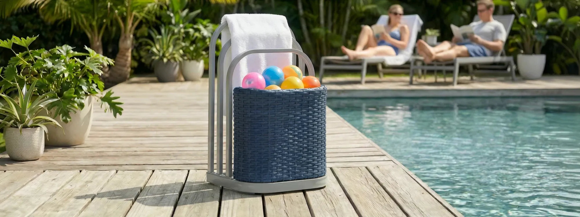 SUNJOY 16 Inch Rust-proof Aluminum Pool Float Storage Rack Organizer - Navy