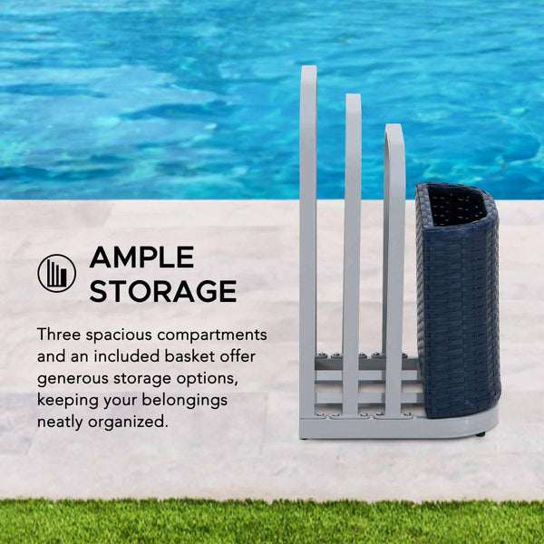 16 Inch Rattan Pool Float Storage Rack for Patio & Pool | SUNJOY