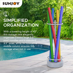 SUNJOY Palm Harbor Aluminum Pool Noodle Storage Rack with Water Weighted Base