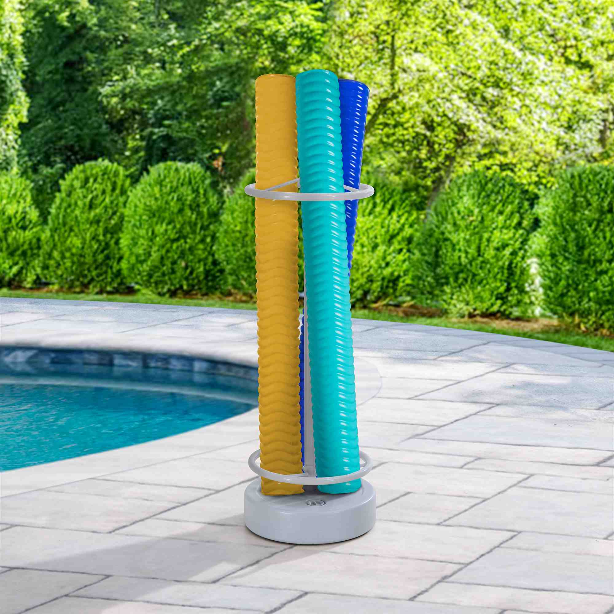 SUNJOY Aluminum Pool Noodle Storage Rack with Water Weighted Base.