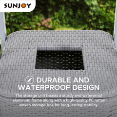 SUNJOY Aluminum Pool Valet Tower with Shelves and Wicker Basket.