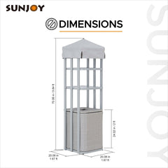 SUNJOY Aluminum Pool Valet Tower with Shelves and Wicker Basket.