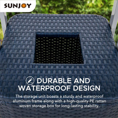 SUNJOY Aluminum Pool Valet Tower with Shelves and Wicker Basket.