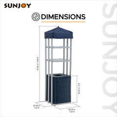 SUNJOY Aluminum Pool Valet Tower with Shelves and Wicker Basket.