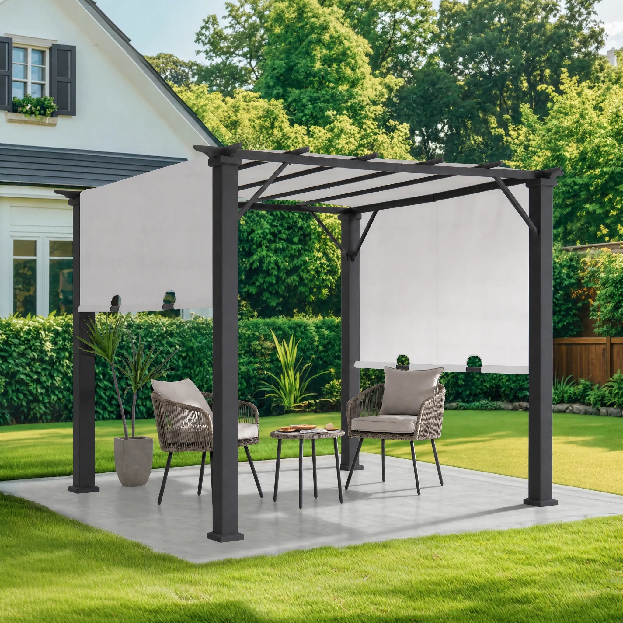 Palladio Adjustable Canopy Metal Pergola 9x9 - White