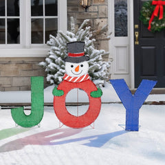 outdoor snowman lighted