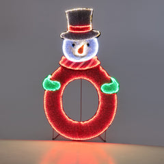 Sunjoy 48 in. Christmas Lighted Joyous Snowman, 2D Tinsel Santa JOY Display Set