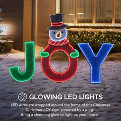 SUNJOY Christmas Lighted Joyous Snowman with LED Lights.