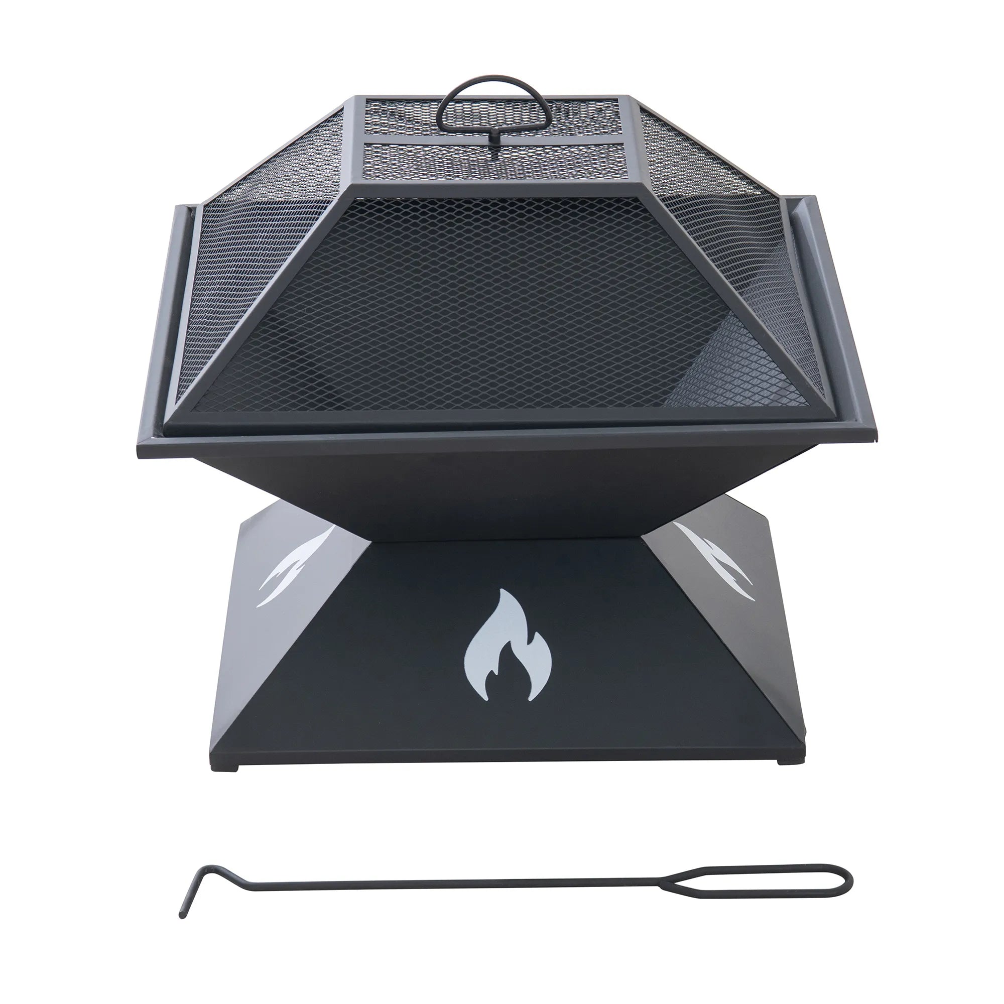 Sawgrass Compact Square Steel Fire Pit 20" Geometric Base