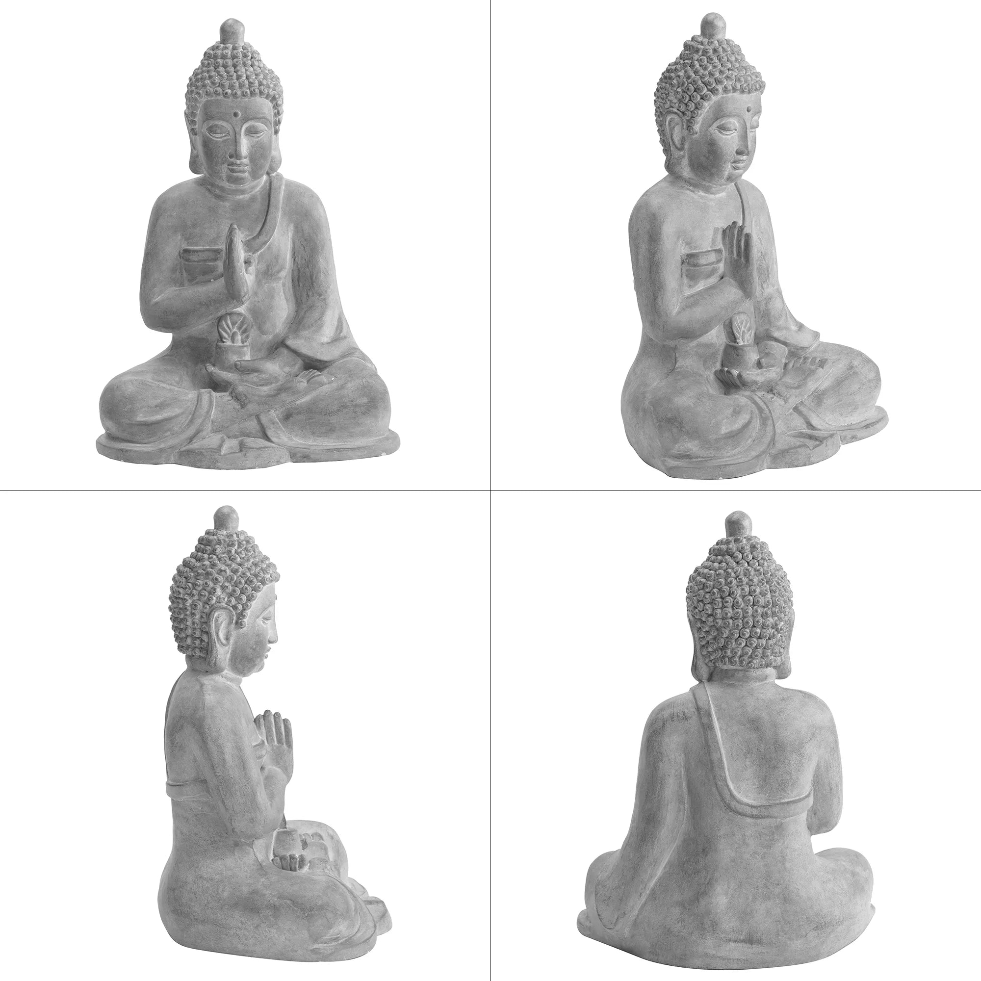 Serenity Blessing Buddha Statue 20" – Weathered Stone Gray