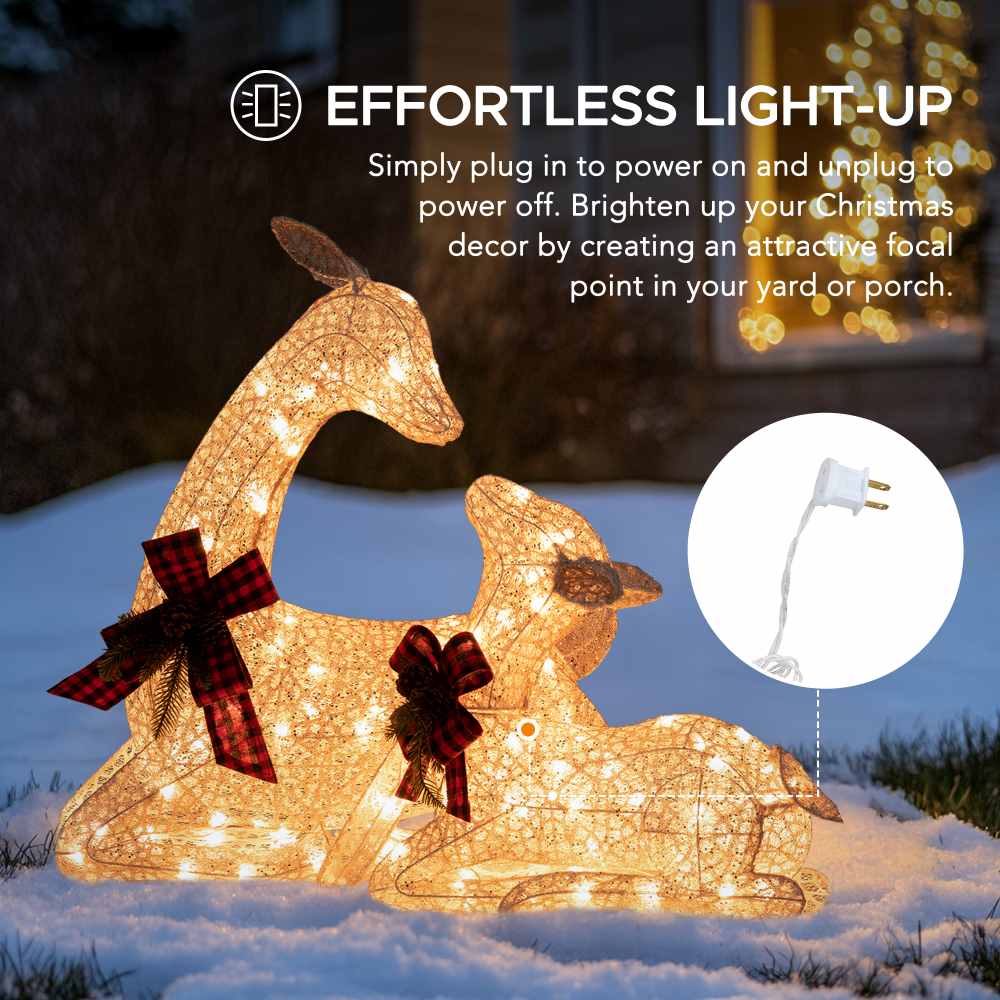 SUNJOY 2-Piece Christmas Lighted Lying Deer with LED Lights.