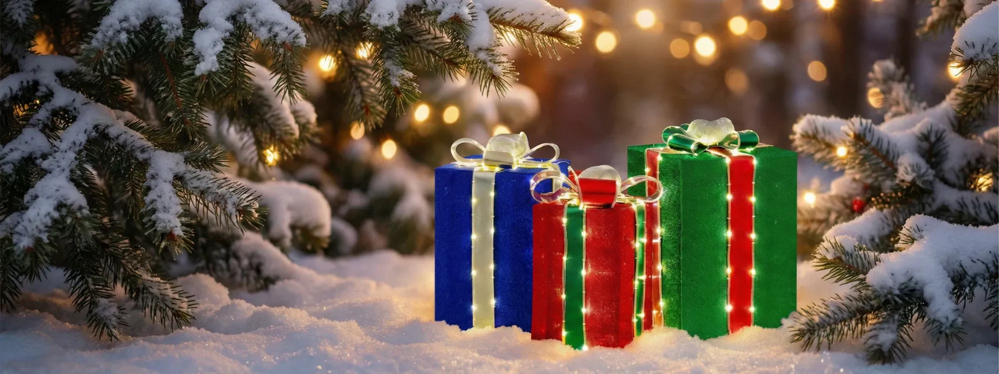 SUNJOY 20 Inch Set of 3 Lighted Gift Boxes with LED Lights