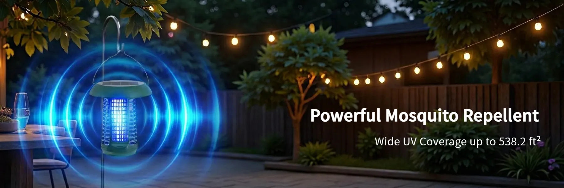 SUNJOY 2 in 1 Solar Powered Bug Zapper with Solar Panel and UV Light