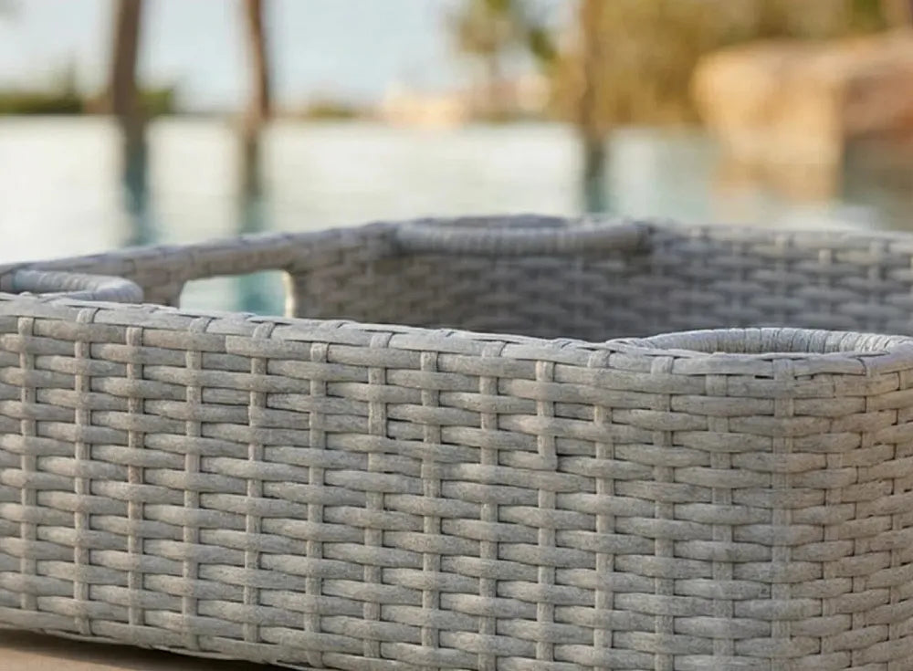 SUNJOY 24x24 Inch Aluminum Frame Wicker Floating Tray for Pool - Gray