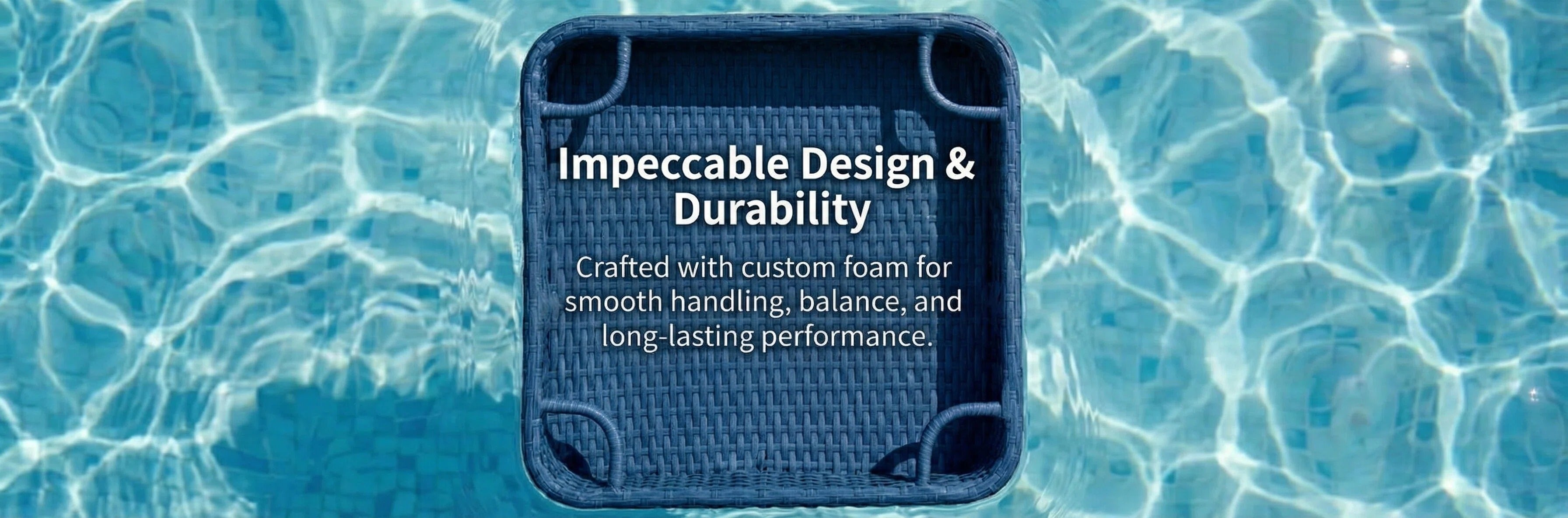 SUNJOY 24x24 Inch Aluminum Frame Wicker Floating Tray for Pool - Navy